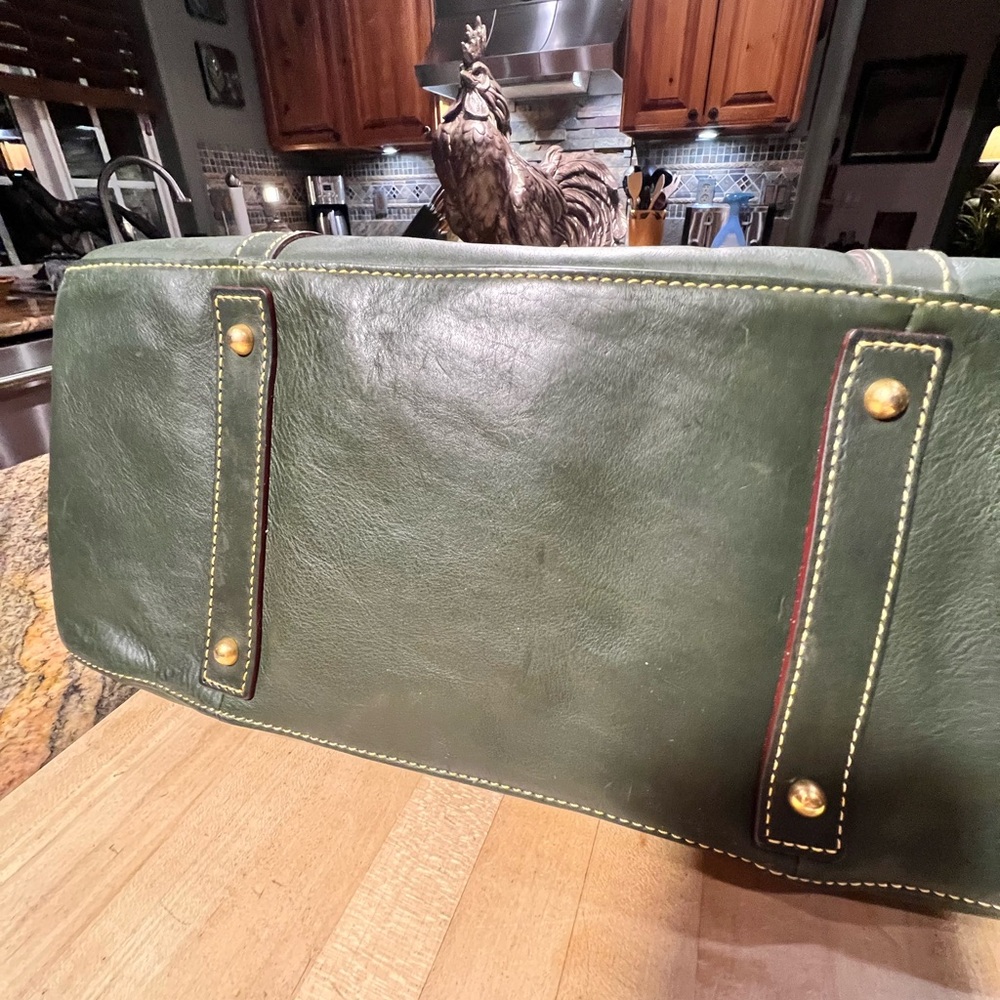 Dooney and Bourke Large Flap Pocket Shoulder Tote Satchel Beautiful Dark Green - Picture 7 of 11